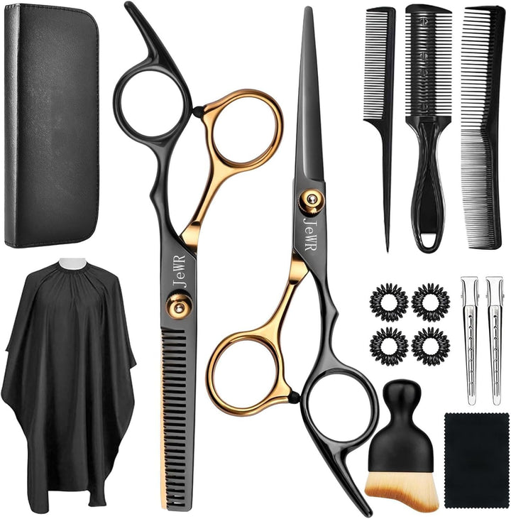 Hairdressing Scissors, 15 Pcs Thinning Scissors Kit, Professional Hairdressing Kit with Protective Case, Extra Sharp and Precise for Hair and Beard for Hairdresser/Hairdresser/Beard