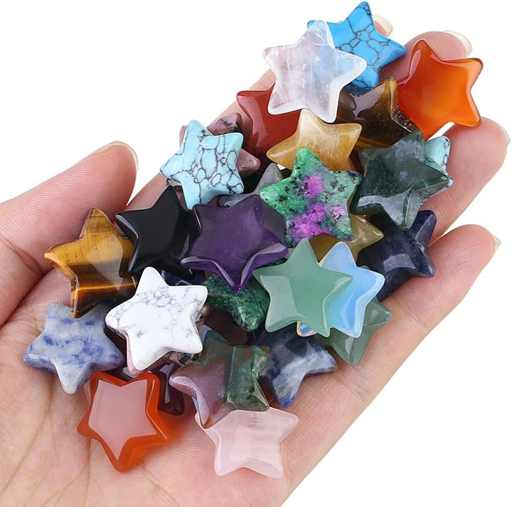 20 Pcs Crystals and Gemstones Star Healing Crystals Set Reiki Chakra Protection Polished Stones Meditation Energy Balancing Crystal