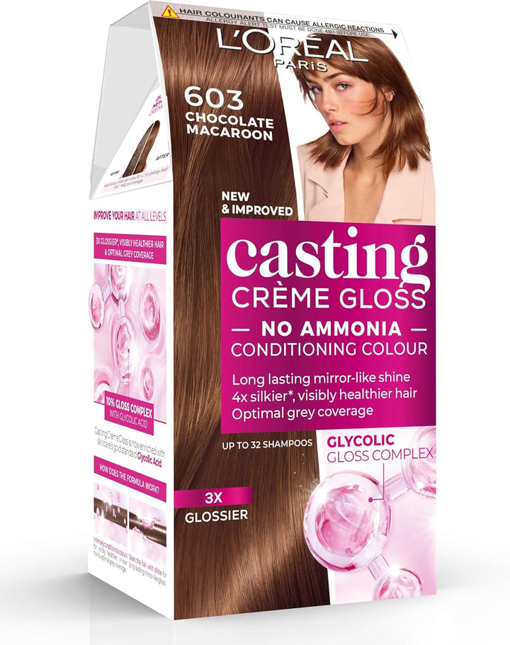 Casting Crème Gloss 600 Dark Blonde: This No-Ammonia, Semi-Permanent Hair Colour Lasts 32 Washes. Enjoy up to 3X Glossier, 4X Silkier, Visibly Healthier Hair with a Luminous Dark Blonde.