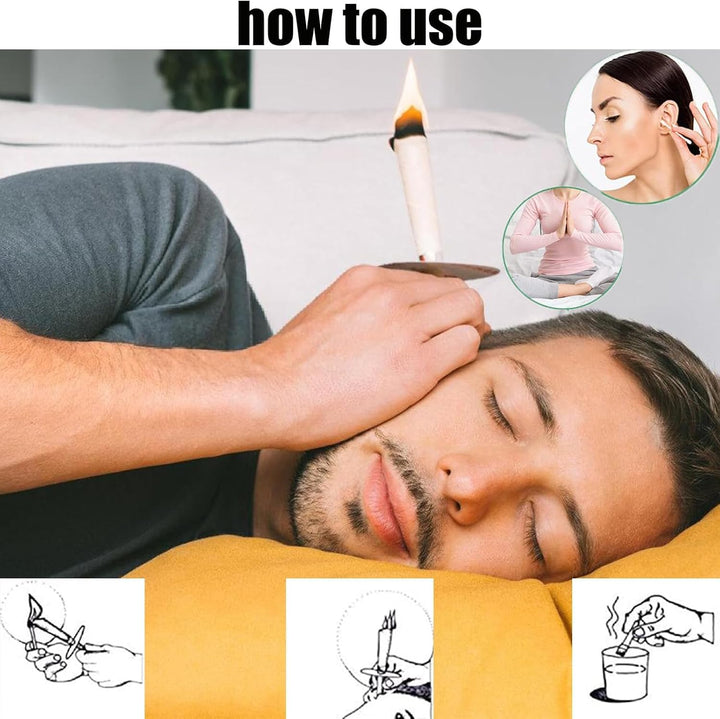 Ear Candles for Wax Removal, 10 PCS Ear Candles for Relieve Ears, Hopi Ear Candle Kit with 5 Protective Disks+10 Cotton Swab, Hopi Ear Candles UK, Earwax Removal Candling for Ear Cleaning