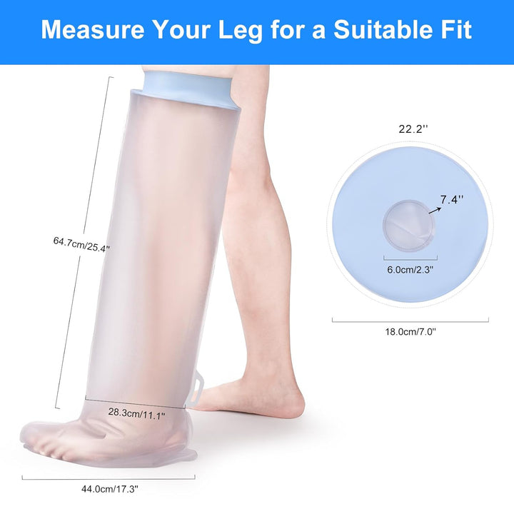 Cast Cover Lower Leg Adult for Showering, Reusable Cast, Dressing and Bandage Protector, Watertight Protection for Leg, Knee, Ankle, Foot, Toe