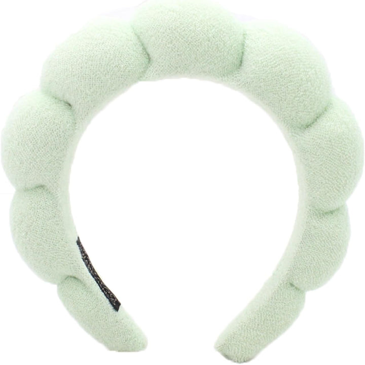 Puffy Makeup Headband Spa Headbands for Women Sponge & Terry Towel Cloth Fabric Cute Skincare Headband for Face Washing, Makeup Removal, Shower, Facial Mask (Pink)