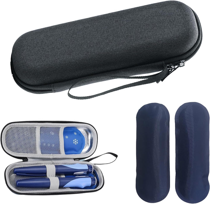 Insulin Cooler Travel Case, Diabetic Travel Case with 2 Nylon Ice Packs (Purple)