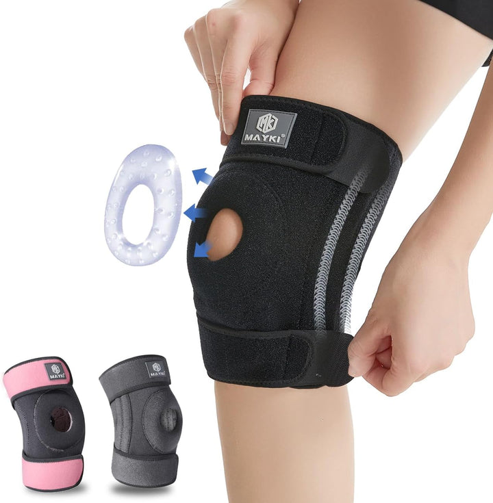 Knee Brace with Patella Gel Pad for Women 1 PCS, Adjustable Breathable Knee Supports for Arthritis/Ligament Damage, Running/Weight Lifting