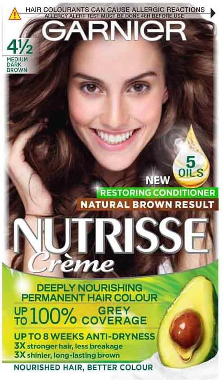 Nutrisse Permanent Hair Dye, Natural-Looking, Hair Colour Result, for All Hair Types, 5 Mocha Brown