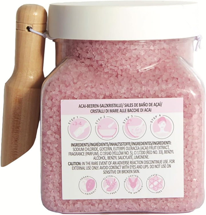 Luxury Nourishing Bath Crystals, Vegan & Cruelty-Free with Vitamin Rich Acai Berry Extract & Natural Sea Salts, 500G
