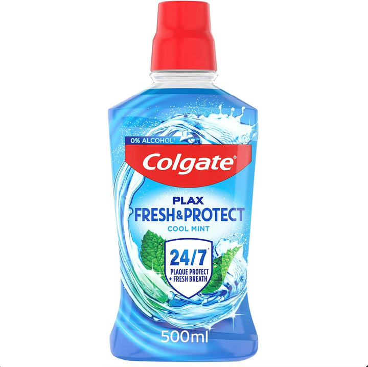 Plax Cool Mint Alcohol Free* Mouthwash 1L - Mouthwash Alcohol Free* - Instant Long-Lasting Freshness - No Burn Experience - 24/7 Plaque Protection When Used Twice Daily