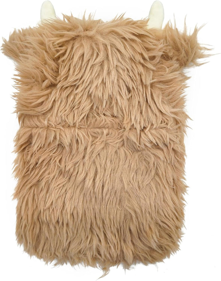 Highland Cow Cattle 3D Hot Water Bottle 1 Litre Capacity Soft Plush Cover Cute Animal Design Natural Rubber Bottle Heat Therapy Neck Back Pain Relief Bedtime Relax Gift Idea for Adults & Kids
