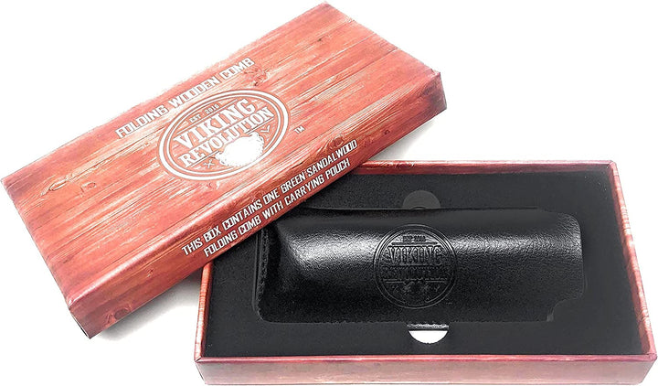 - Folding Beard Comb with Carrying Pouch for Men - All Natural Wooden Beard Comb for Grooming & Combing Hair, Beards and Mustaches - Gifts for Men