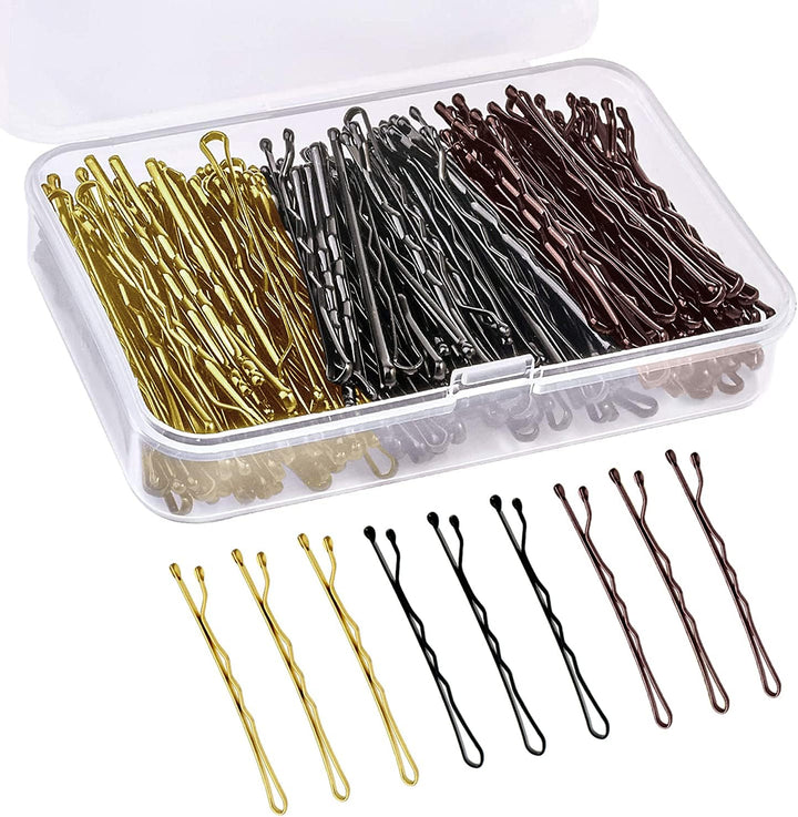 150 Pieces Bobby Pins, Hair Clips Hair Grips Kirby Grips for Women Hair Styling Pins with Storage Box (Brown)