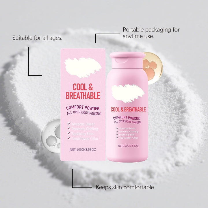 Comforting Body Powder for Women, Anti-Chafing, Cooling and Breathable, Suitable for Intimate Areas, Anti-Stain, Fast-Absorbing, Talc-Free
