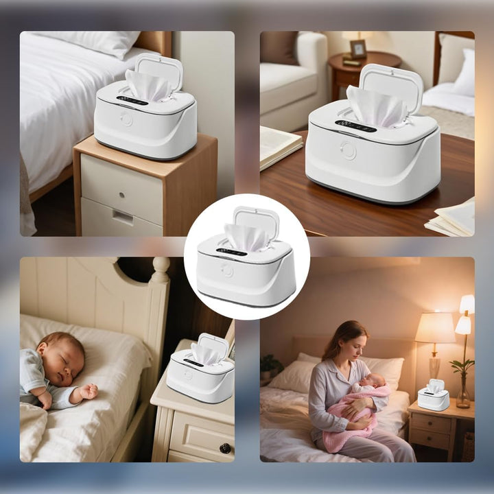 Baby Wipe Warmer with 3 Temperature & 3 Warm Night Light, Wipes Warmer for Babies, Fast Heating Wipes Warmer, Larger Capacity Wet W-Ipes W-Armer