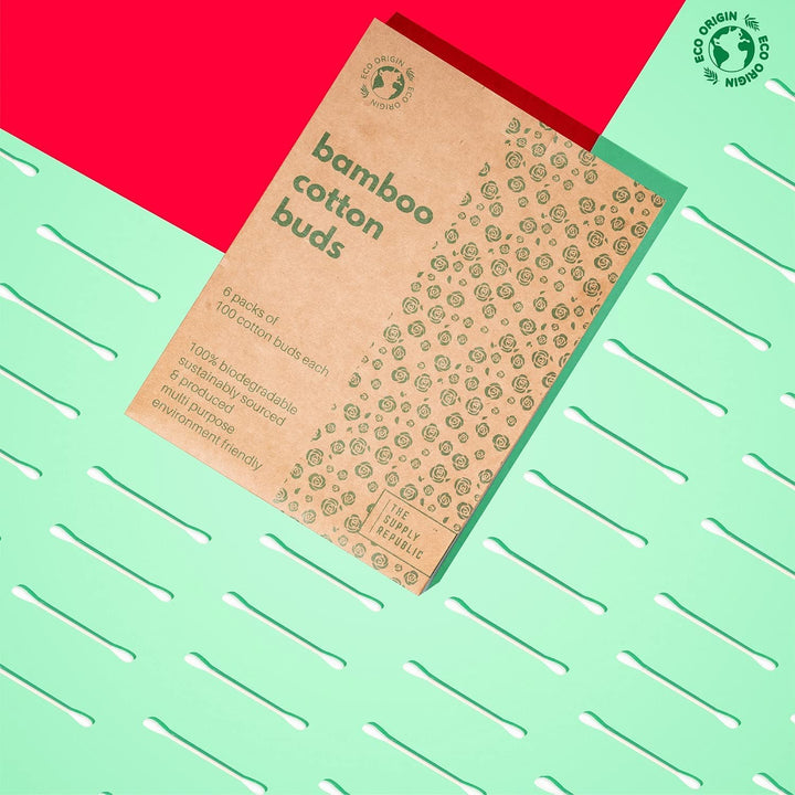 600 Bamboo Cotton Buds |100% Eco-Friendly Biodegradable | Cotton Wool Buds | Compostable Bamboo Earbuds | Recycled Plastic Free Packaging | Correct Makeup | Carbon Offsetting | 6X100 Ear Buds Cotton
