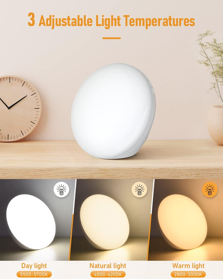 SAD Lamp,  10,000 Lux Light Therapy Lamp with 3 Color Modes, 4 Timer Settings, 5 Brightness Levels & Stepless Dimming, Full Uv-Free Natural Sunlight Lamp, Portable Daylight Lamp for Home/Office