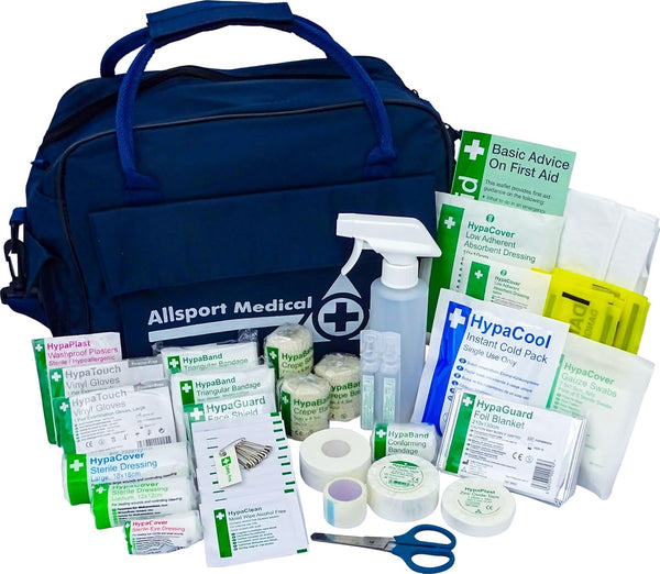 Sports First Aid Kit in Water-Resistant Holdall Bag - Fully Stocked