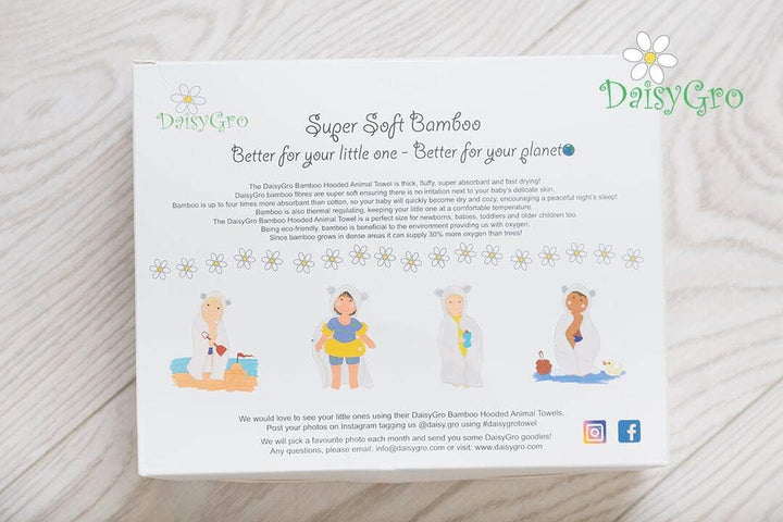 Luxury Hooded Towels for Kids Extra Large 90X90Cm, Newborn Baby Bath Towel or Older Kids Poncho Towel, Thick Soft Absorbent Bamboo, Gift Boxed for Baby Shower. British Seller