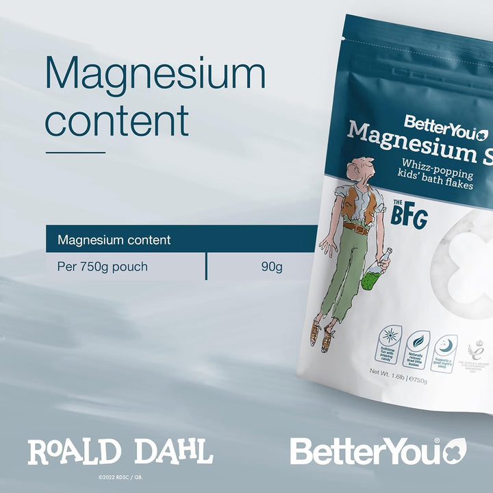 Magnesium Sleep Whizz-Popping Kids' Bath Flakes, Pure Zechstein Magnesium Chloride, Aids Relaxation before Bedtime, in Partnership with the Roald Dahl Story Company