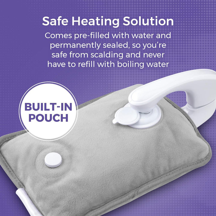 C85043GRY Rechargeable Hot Water Bottle & Cosy Hand, Body Warmer, Fast Heating, No Refill, over Heat Protection, Portable Heating Pad for Pain Relief, Automatic Temperature Control, Grey