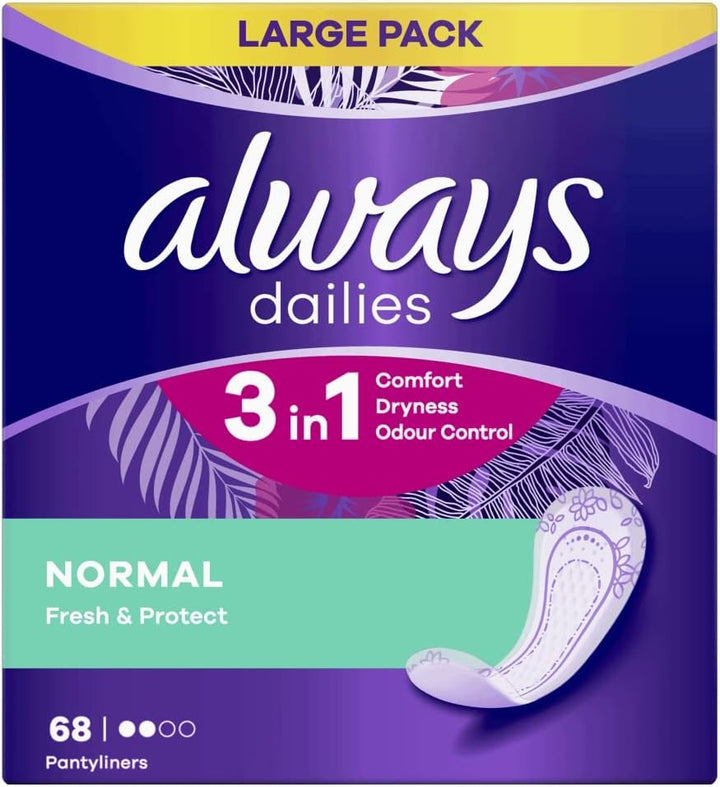 Daily Fresh Normal Panty Liners 54 Liners, Odour Lock, Feel Nothing but Fresh & Protected, Pack of 4