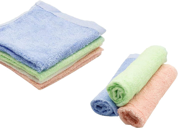 4Pcs Bamboo Face Cloth, Soft Flannel Face Cloth, 25 * 25CM Reusable Soft Bamboo Wash Cloths for Babies, Flannels Wash Cloth Face Towels for Adults Kids Sports Beatuty