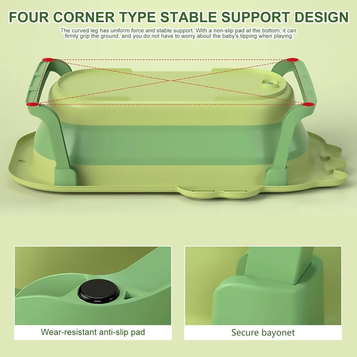 Baby Crocodile Bathtub,Foldable Bath Tub Collapsible Bathtub with Baths Support Cushion Pad Seat Mat, Baby Bath Essentials for Newborn, Anti-Slip Infant Tubs Soft Bathing for 0-3 Years