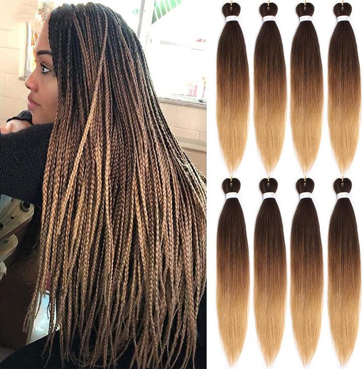 3 Packs Pre Stretched Braiding Hair Extension Yaki Texture EZ Braids Hair for Coi Leray Braids Black Braiding Crochet Hair Extensions /30 Inch 1B#