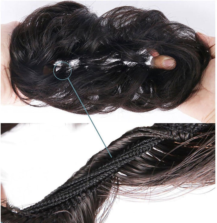Scrunchy Scrunchie Bun Updo Hairpiece Hair Ribbon Ponytail Extensions Hair Extensions Wavy Curly Messy Hairs Bun Donut Hairs Chignons Wig Light Brown to Ash Blonde