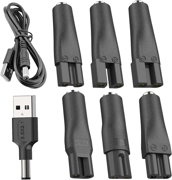 8Pcs USB Shaver Charger Cable Kit,5V USB Black Electric Shaver Chargers & Power Supplies for Hair Clippers, Beard Trimmers, Shavers, Beauty Instruments, Desk Lamps, Purifiers