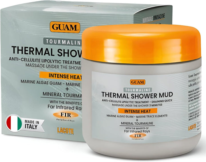 FIR Tourmaline Shower Mud Cellulite Remover – 3-Min Thermal anti Cellulite Draining Treatment – 400Ml Hot Cellulite Cream for Tummy, Legs & Buttocks – Seaweed Skin Firming, Tightening Body Mask
