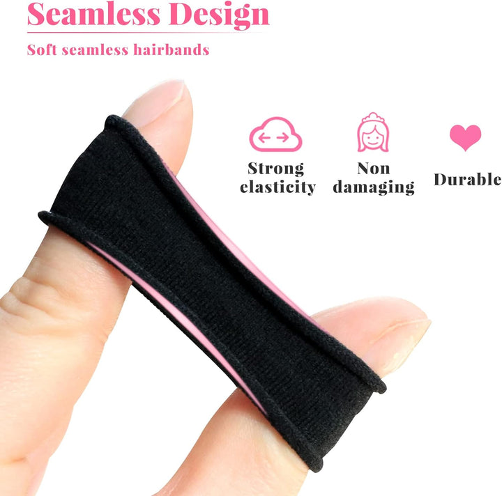 Elastic Hair Bands, 50 Pcs Hair Ties Hair Bobbles Ponytail Holder Headbands, 8 Mm Soft Seamless Hairbands, No Metal Hair Bobbles Elastic Hair Bands for Women Men Girls Kids (Black)