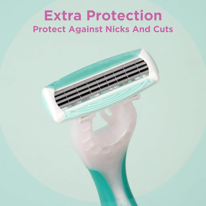 Wilkinson Myintuition Smooth Sensitive Quattro Women’S Disposable Razors, Hair Removal, Touch of Aloe Vera, Shavers for Routine Grooming, 3 Pack