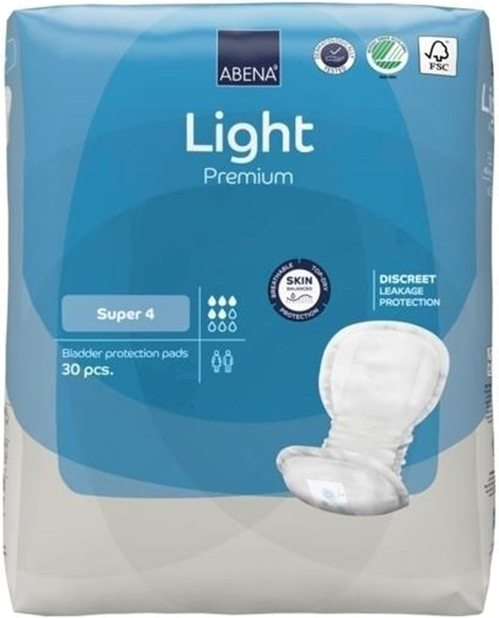 Light Incontinence Pads, Eco-Labelled Women'S Pads Adults, Breathable and Comfortable with Fast Absorption and Protection, Light Maxi 4, White, 850 Ml, 30 PK