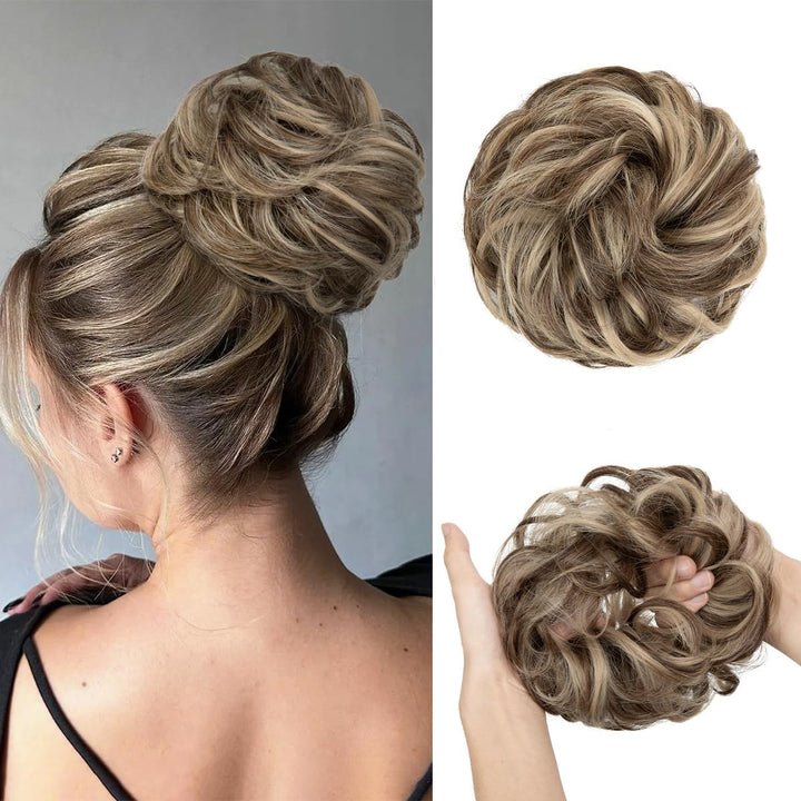 Messy Bun Hair Piece for Womens Synthetic Scrunchies Buns Extension Hairpieces Updo Pony Tail Dirty Blonde