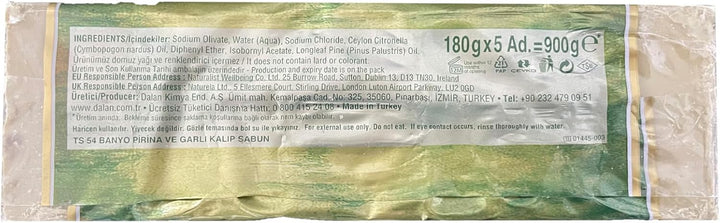 5 X 180G Bar Natural 100% Pure Olive Oil Soap  Turkish Bath Handmade Turkey