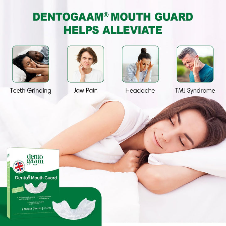 Mouth Guard for Teeth Grinding – 5 Custom-Fit Night Guards (2 Sizes) for Adults, with Cleaning Tablets & Wooden Tweezers