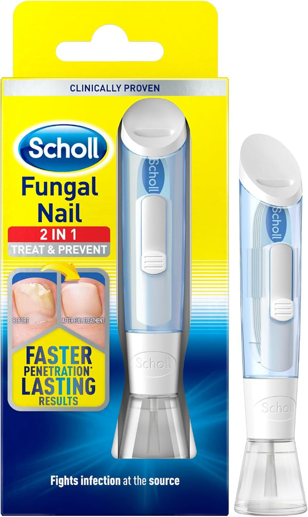 Scholl 2-In-1 Fungal Nail Treat & Prevent Kit, 3.8Ml - Treats the Infection at Source, Fast-Drying Formula, Easy to Use, Clinically Proven Antifungal Treatment for Toenails, 5 Disposable Nail Files
