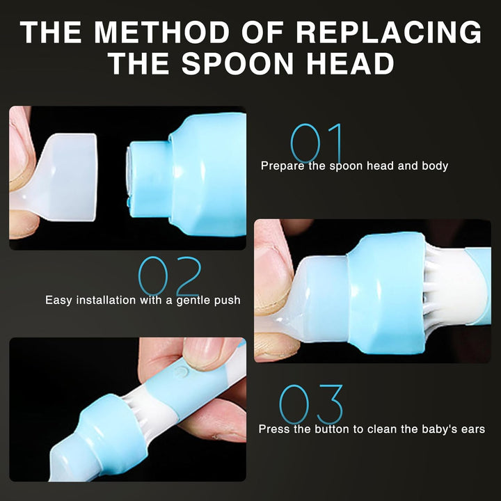Oroclear Earwax Remover Adult, Electric Oroclear Ear Cleaner Kit Mit 2 Pcs Silicone Replacement Heads