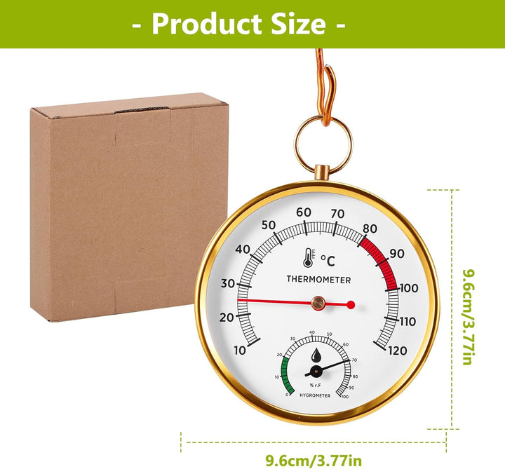2-In-1 Sauna Thermometer and Hygrometer, Stainless Steel round Sauna Thermo-Hygrometer High Accuracy Sauna Accessories, Digital Thermo-Humidity Meter for Steam/Sauna Room/Home Office