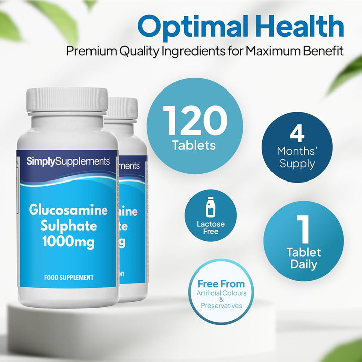 Glucosamine Sulphate 2KCL 1000Mg | One-A-Day Potent Formula | Supports Active Living | 120 Fast Release Tablets = 4 Months’ Supply | Marine Sourced | Made in the UK in Accordance with GMP Standards