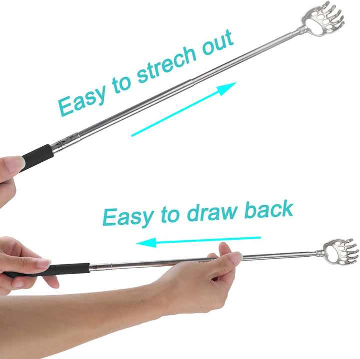 Back Scratcher,  Bear Claw Telescopic Back Scratcher Portable Extendable Stainless Steel Back Massager for Adults Stocking Fillers for Men Women Gifts for Men Dad Husband