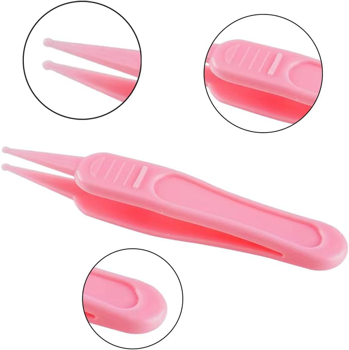 Baby Ear & Nose Cleaning Clip, 4 Pcs Plastic Round-Head Nasal Tweezers