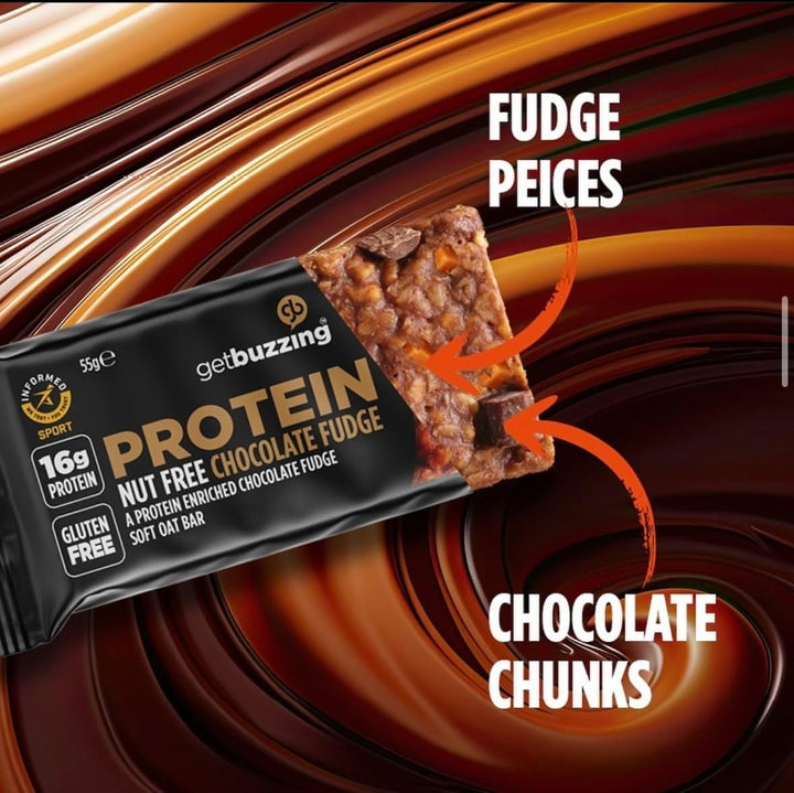 High Protein Nut Free Flapjack- Chocolate Fudge 55G - Healthy Snack Bars - Gym, Running, Cycling - Pure Protein Made in the UK - Pack of 12 Bars