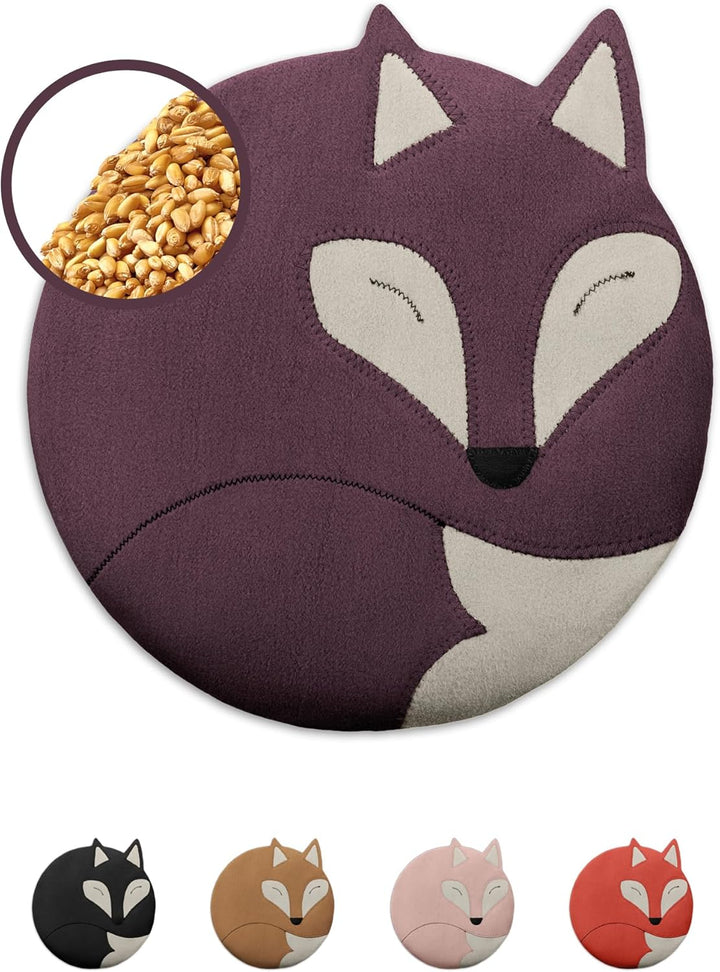 Wheat Bag Microwavable, Unscented/Heat Pack for Stomach and Lower Back/Animal: Fox Luca, Red