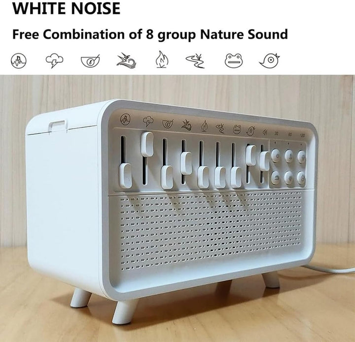 White Noise Night Light Humidifier, Bulora Sound Box White Noise Sound Machine, Sleep Sound Machine with 8 Soothing Sounds & 11 Color Night Lights, Bluetooth Wireless Speaker & Timer for Home Office