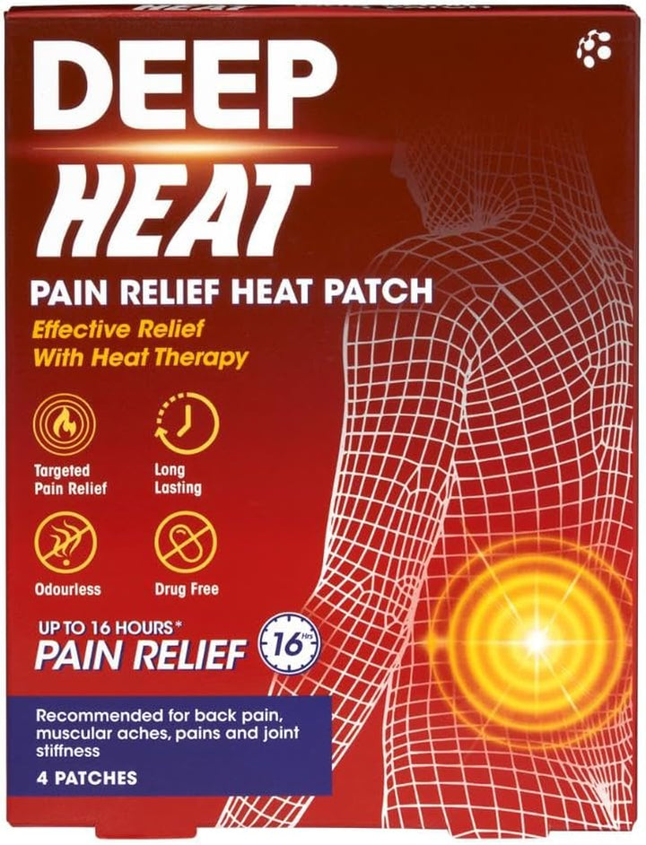 Pain Relief Heat Patch, Muscular Aches, Pains, Joint Stiffness (Pack of 4 Patches)