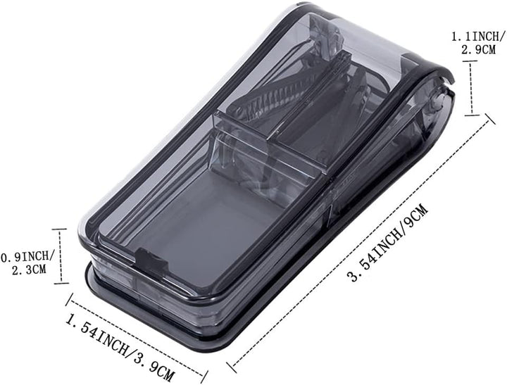 Pill Tablets Cutters for Small or Large Pills Cut in Half Quarter, Pill Splitter with Sharp Blade & Pill Storage Compartment (Black)