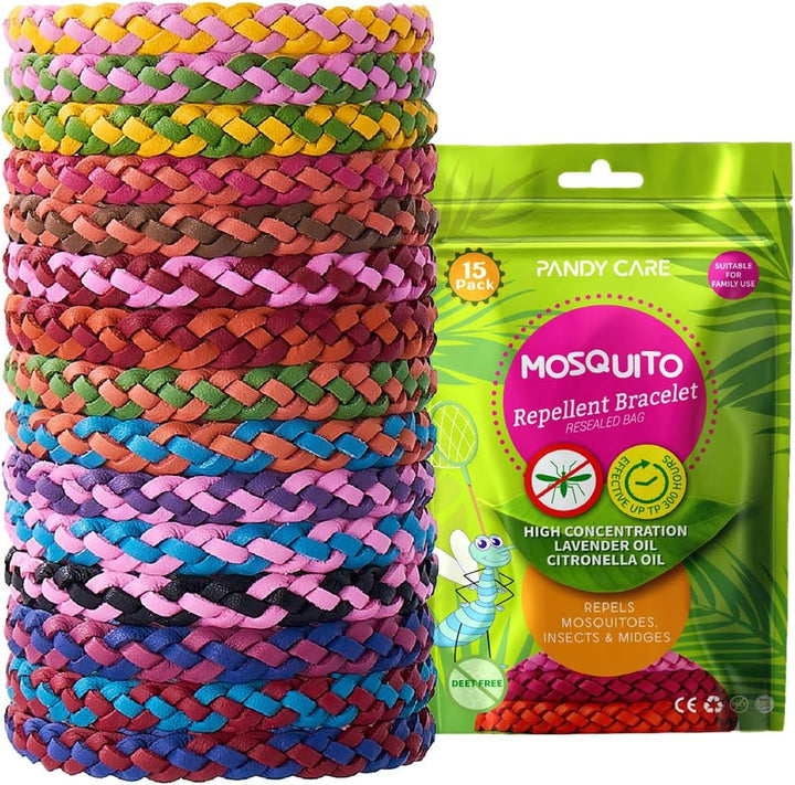 Mosquito Repellent Bracelet 15 Pack,  Mosquito Bands for Adults, Kids & Babies - Premium Quality, Deet-Free Natural Wristbands, Protection Insects up to 300 Hours