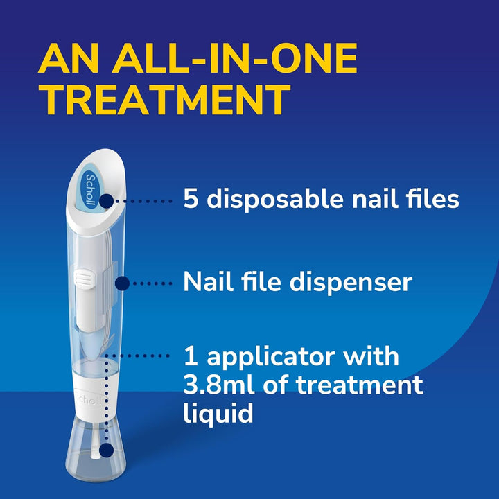 Scholl 2-In-1 Fungal Nail Treat & Prevent Kit, 3.8Ml - Treats the Infection at Source, Fast-Drying Formula, Easy to Use, Clinically Proven Antifungal Treatment for Toenails, 5 Disposable Nail Files