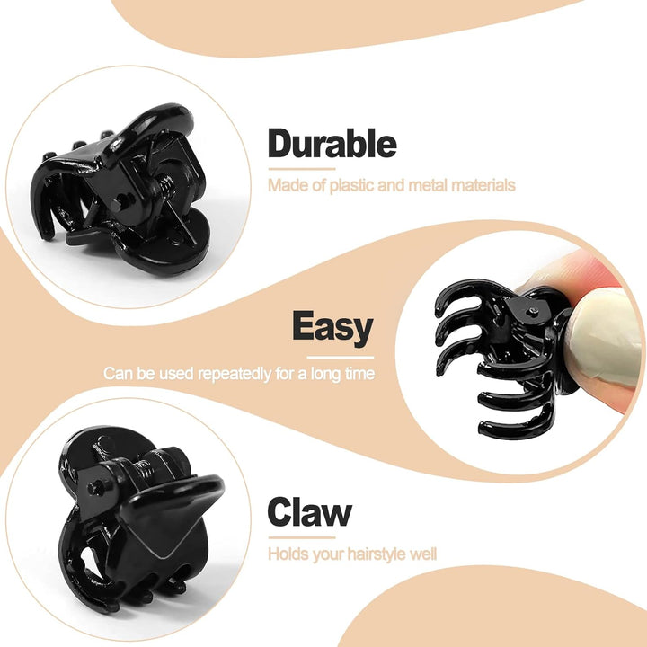 24 Pcs Mini Hair Clips, Claw Clips, Non Slip Plastic Hair Claws, Hair Accessories for Women and Girls (Black)