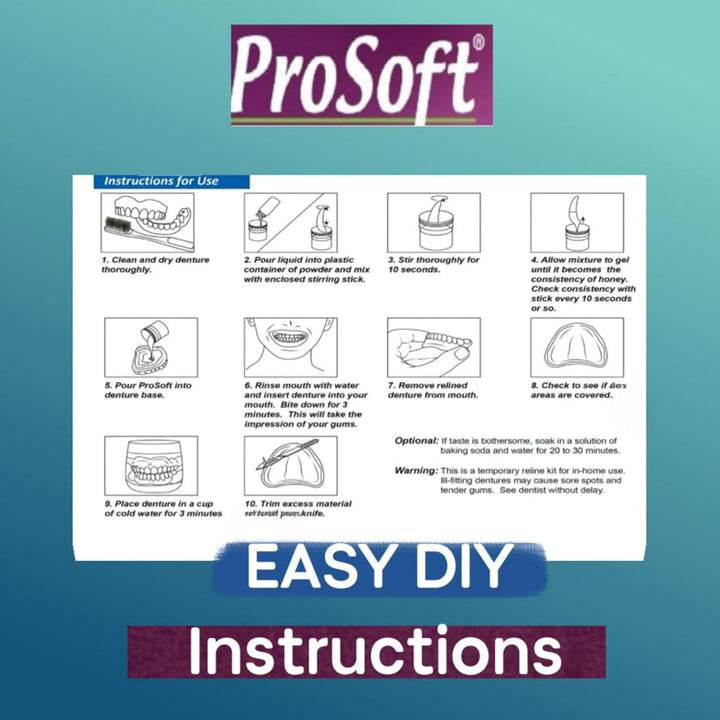 Prosoft Denture Reliner - 2 Denture Plates Relines